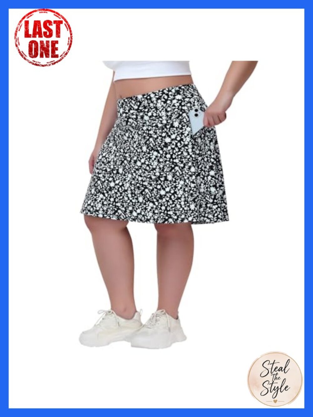Women's Plus Size Skorts with Pockets Knee Length High Waisted Athletic Tennis